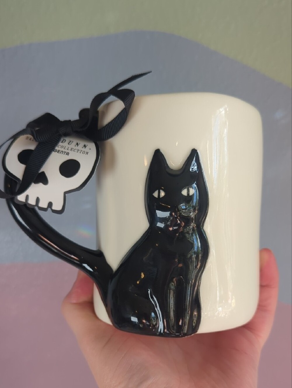 Rae Dunn Halloween "Feline Spooky" Mug with Black Cat NWT